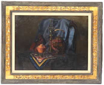 R.F. Clark (19th/20th Century) American, Oil on Canvas Signed and Dated Still Life with Candlestick