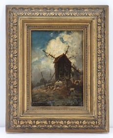 19th Century French School Oil on Wood Panel Painting in the Style of Charles Hoguet
