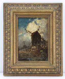 19th Century French School Oil on Wood Panel Painting in the Style of Charles Hoguet: 19th Century French School Oil on Wood Panel Painting in the Style of Charles Hoguet. Condition as pictured. Overall Size: 11 3/4 x 9 3/4 in. Sight Size: 7 x 5 in.