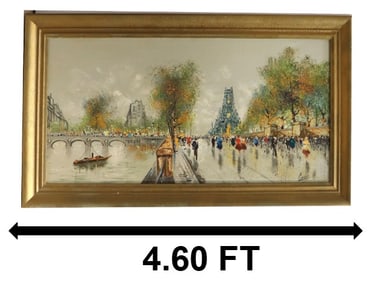 Carlo of Hollywood, Oil on Canvas Paris Street Scene