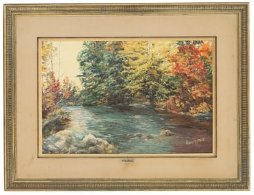 Mary Frances Doyle (1904–2000) American, Oil on Canvas Impressionist Forest Landscape