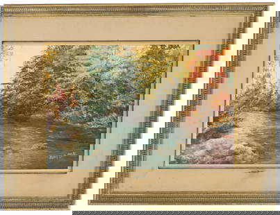 Mary Frances Doyle (1904–2000) American, Oil on Canvas Impressionist Forest Landscape: Mary Frances Doyle (1904&ndash;2000) American, Oil on Canvas Impressionist Forest Landscape. Oil on canvas impressionist landscape painting depicting an autumnal forest. Signed lower right. Attributed