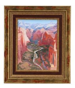 Vladimir Derkach (Born 1964) Russian/American, Oil on Canvas "Angels Landing, National Park"