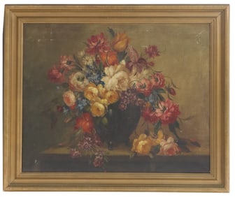 Signed Van Harger Dutch Floral Still Life Oil on Canvas