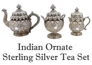 (3) Indian Ornate Sterling Silver Tea Set - 131.818 ozt.