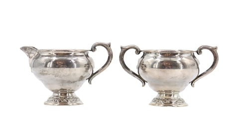 Group of 2 Alvin Sterling Silver Creamer and Sugar Pot - 4.620 ozt.