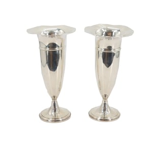(2) American Preisner Weighted Sterling Silver Tulip Vases