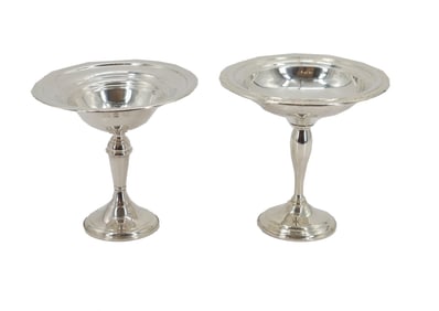 (2) Courtship International Weighted Sterling Pedestaled Compote Bowls