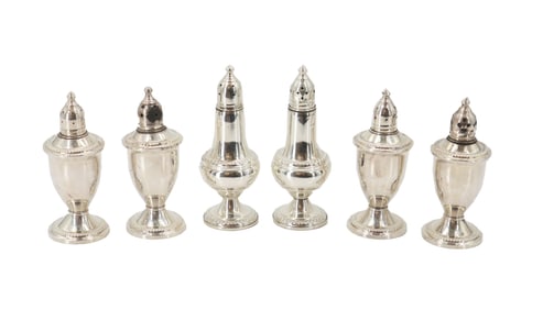 (6) Sterling Weighted Salt and Pepper Shakers