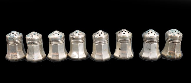 (8) Cartier Sterling Salt Shakers - 1.91 ozt.