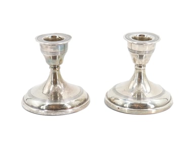 (2) English Weighted Sterling Silver Candle Holders