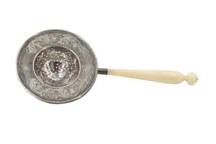 Sterling Silver Tea Strainer with Bone Handle