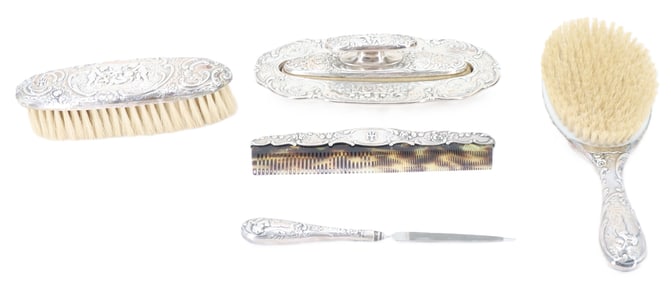 (6) Piece Marshall Field Sterling Silver Vanity Set - Gross 35.940 ozt.