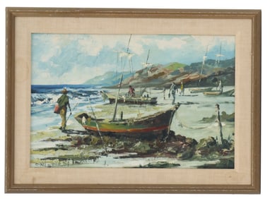Onil de Mello (Born 1948) Brazilian, Oil on Canvas Impressionist Beach Landscape