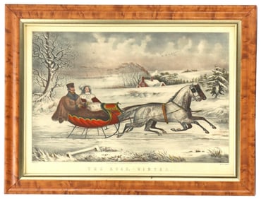 Currier & Ives "The Road,-Winter.", Large Folio Chromolithograph