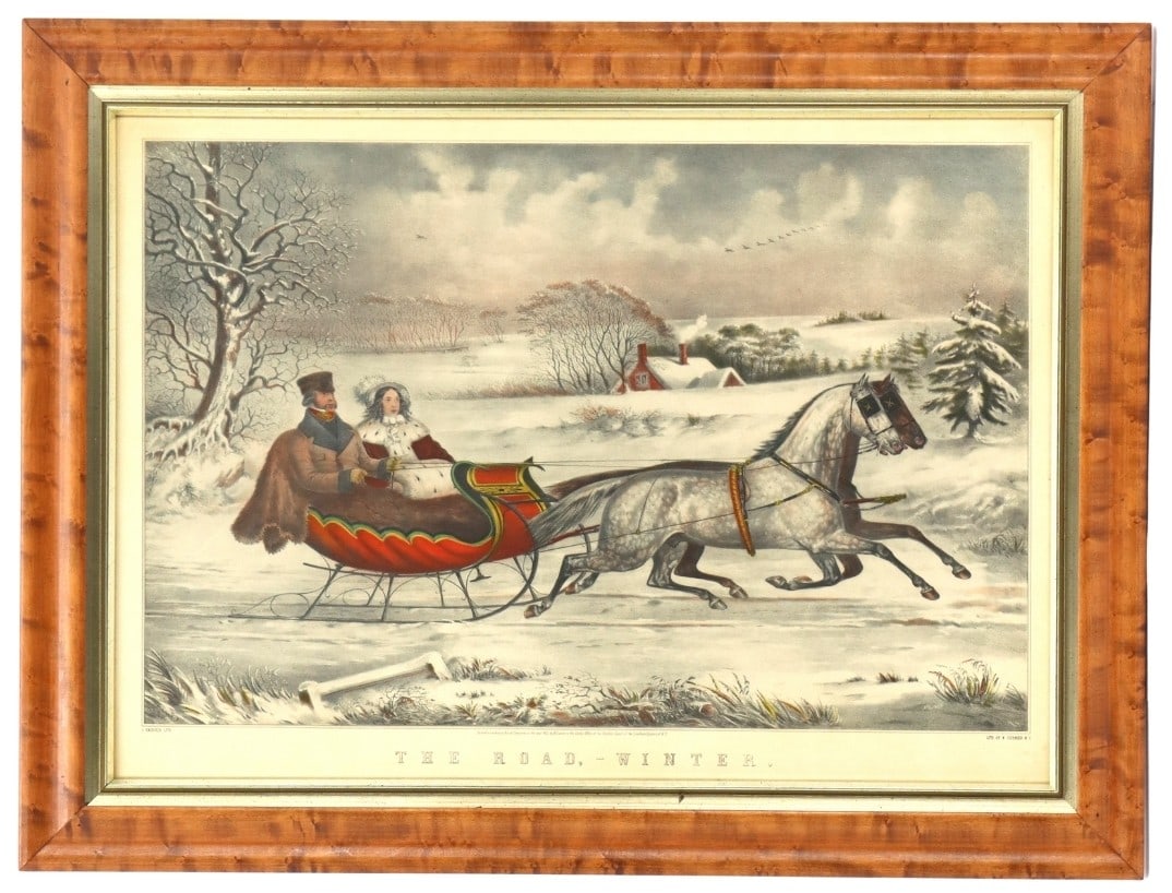 Currier & Ives "The Road,-Winter.", Large Folio Chromolithograph (1 of 8)
