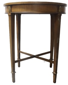 Vintage Baker Furniture Hepplewhite Style Side Table with Inlay and Brass Ornaments