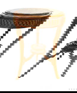 French Marble Top Circular Accent Table with Ormalu Mounts: French Marble Top Circular Accent Table with Ormalu Mounts Terminating with Cabriole Legs.&nbsp; Size: 21 1/2 x 29 1/2 in.