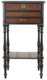 Antique French Louis Phillippe 3 Drawer Ebonized Table