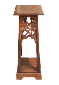 Floral Wood Carved Two Tier Plant Stand