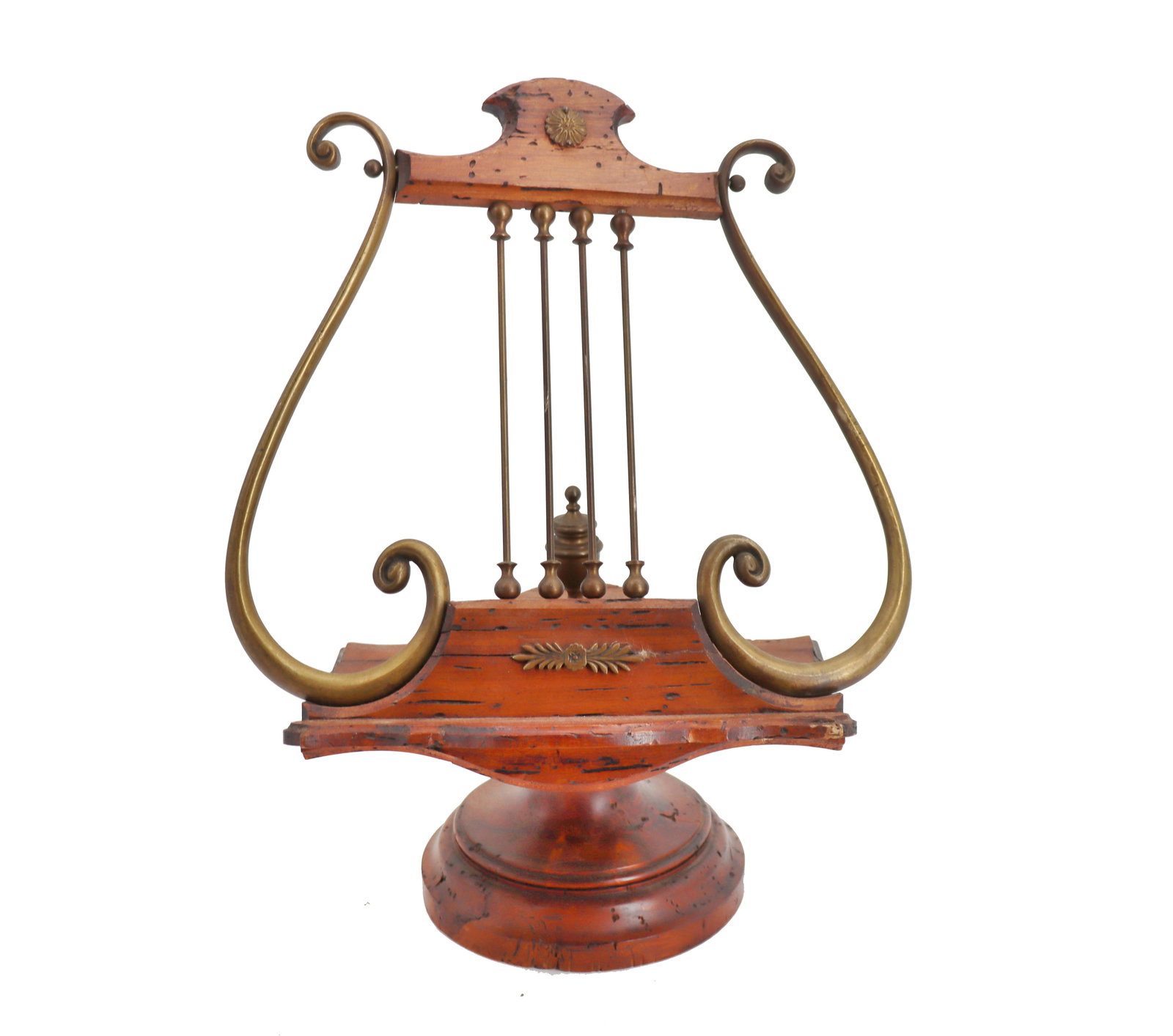 Vintage Italian Regency Style Bronze and Wood Lyre Shaped Music Stand (1 of 13)
