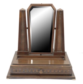 Metallic Art Deco Style Vanity with Drawer and Adjustable Mirror