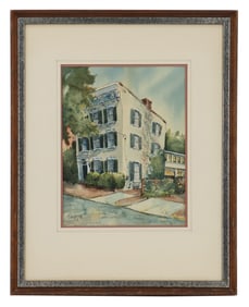 F. Owens (20th Century) American, Watercolor and Ink Architectural Landscape