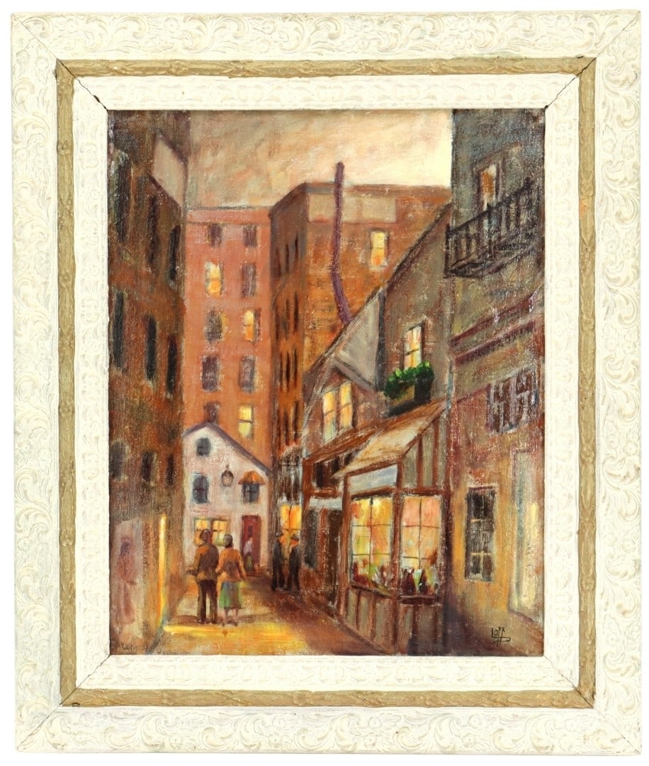 Ashcan School Signed 1920's Urban Realist Street Scene Oil on Canvas (1 of 10)