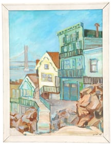 Freeman Sargent (1912-1990), 1947 American, Oil on Masonite Painting "Union St. San Francisco"