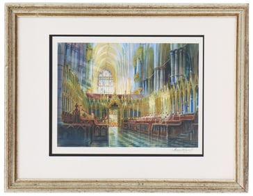 Alexander Creswell (Born 1957) "Westminster Abbey" Watercolor on Paper Signed Lower Right