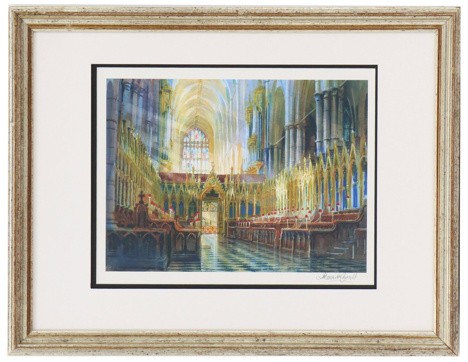 Alexander Creswell (Born 1957) "Westminster Abbey" Watercolor on Paper Signed Lower Right: Alexander Creswell (Born 1957) "Westminster Abbey" Watercolor on Paper Signed Lower Right. Condition as pictured. Overall Size: 17 1/4 x 22 in. Sight Size: 9 3/4 x 21 3/4 in. &nb