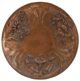 Albert Giles Repoussed Copper Relief Plate