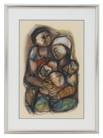 Godfrey Ndaba (Born 1947) South African, Family Portrait Mixed Media on Paper