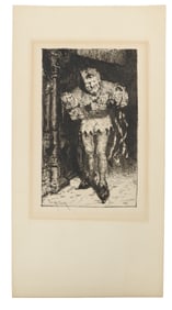 William Merrit Chase (1849-1916) American, Etching Print "The Court Jester"