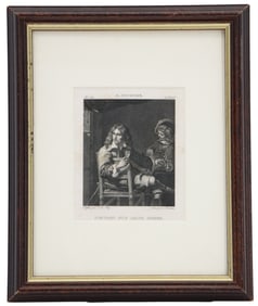 Gaspard Netscher (1639–1684) Dutch, Woodblock Engraving Print "Portrait D'en Jeune Home"