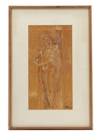Signed Mia (Mid-20th Century) Paper Overlay Figural, Mother and Child