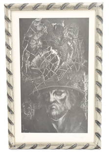 Laszlo Dus (born 1941) Hungarian/American, Black and White Surrealist Portraiture Artist's Proof: &nbsp;Laszlo Dus (born 1941) American, Black and White Surrealist Portraiture Artist&#39;s Proof Lithograph&nbsp;&quot;Old Man of the Sea&quot;. Not to be confused with the old man and the sea, a surr