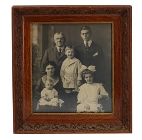 Antique Family Portrait Photograph in Oak Frame