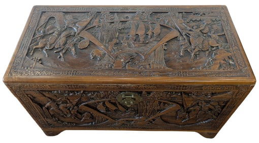 Carved Chinese Camphor Carved Chest