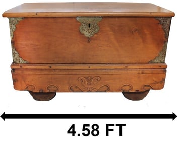 Antique Mudura Sea Chest With Wheels and Hinged Top
