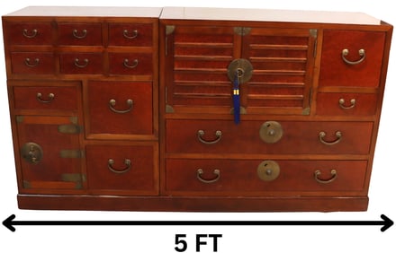 Mid 20th Century Elaborate Likely Korean Tansu Chest