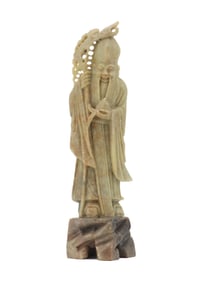 Chinese Carved Soapstone Shouxing Sculpture on Base