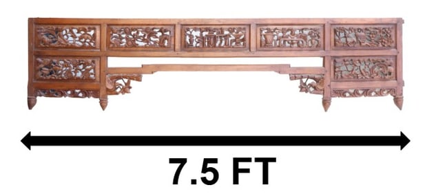 Balinese Carved Wood Headboard