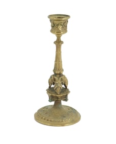 Antique Bronze Candle Holder with Satyr Ornamentation