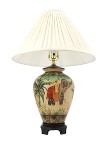 Hand Painted Tropical Elephant Table Lamp