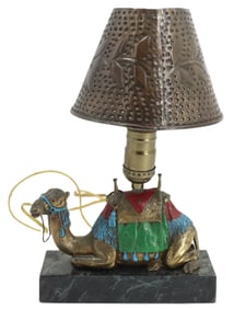 Mexican Artisans Made Camel Lamp With Turquoise Enameling