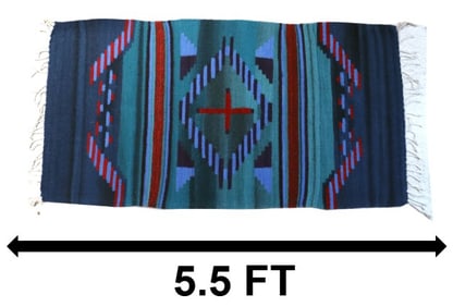 Mexican Zapotec Wool Rug with Geometric and Cross Patterns
