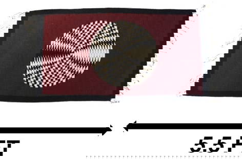 Mexican Zapotec Wool Rug After Navajo Rio Grande Pattern: Mexican Zapotec Wool Rug After Navajo Rio Grande Pattern. The optical art in center is a classic Navajo design, and one of the few ways to tell the difference between their rugs and the Zapotec is the