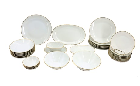 (33) Pieces of German Rosenthal White and Gold Trim China