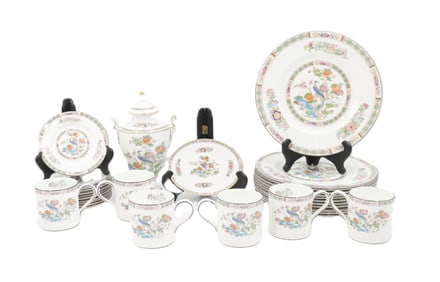 (31) Pieces Wedgwood Bone China Kutani Crane Dinnerware Set